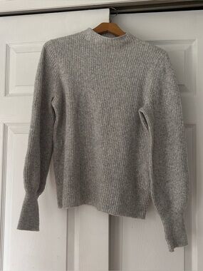 JCrew Cozy Ribbed Mock-Neck Sweater - Light Gray